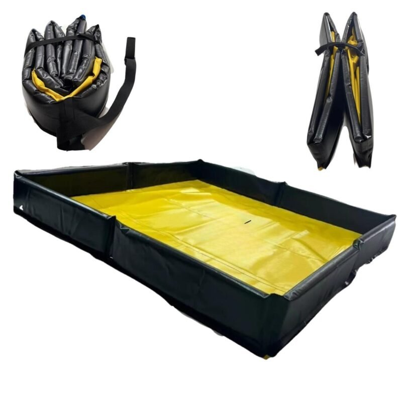 Bandeja antiderrame plegable para uso industrial.